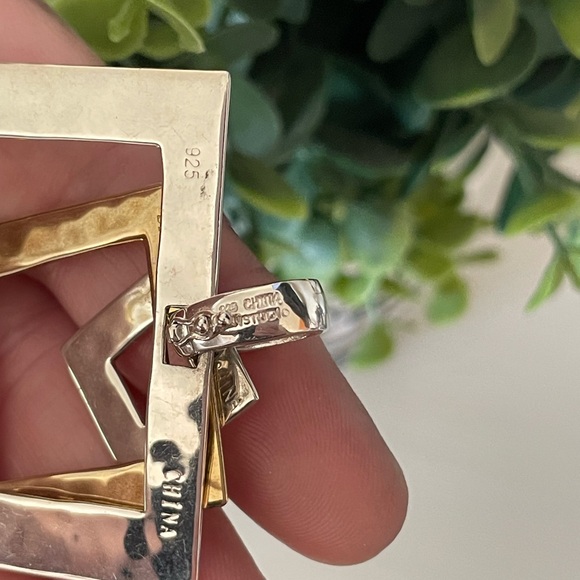 Designer RLM Studio Robert Lee Morris Sterling 925 Silver Brass Square Pendant - Picture 6 of 6